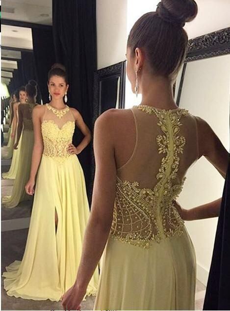 yellow prom dress, beaded prom dress cg10503