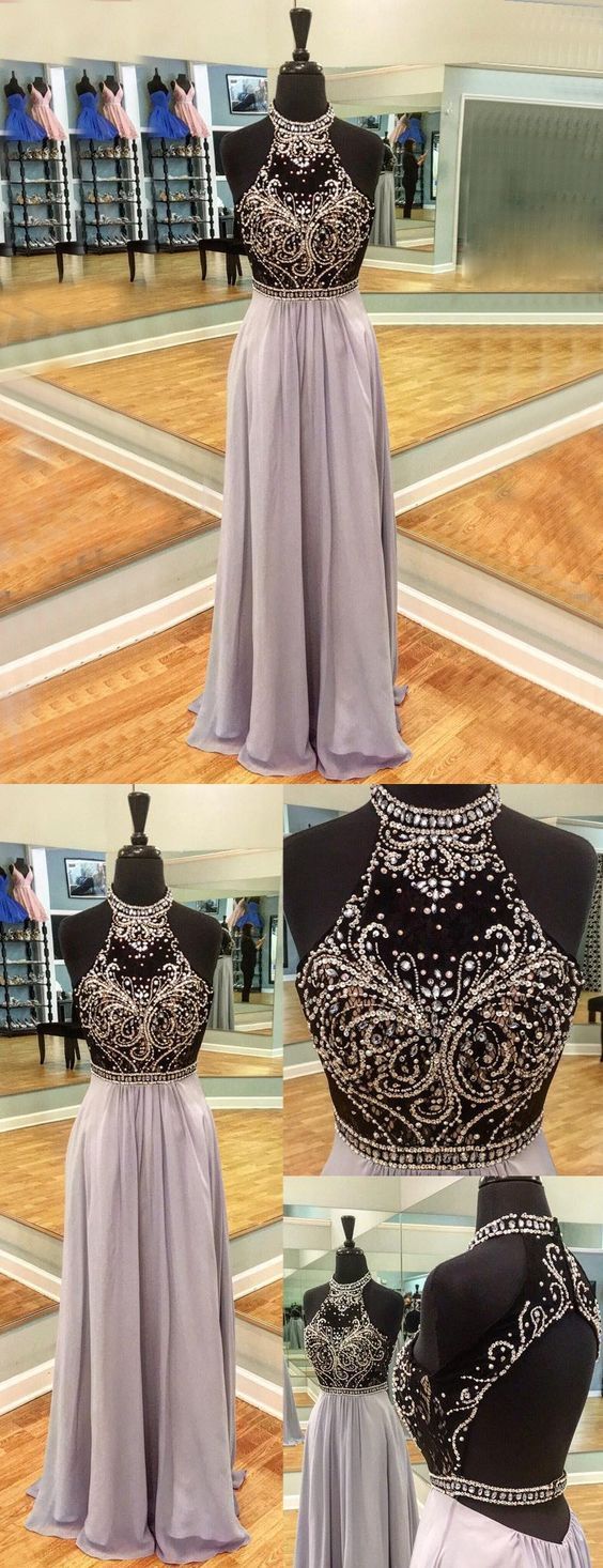 Sexy High neck sequin long prom dress, sequin evening dress for teens cg10627