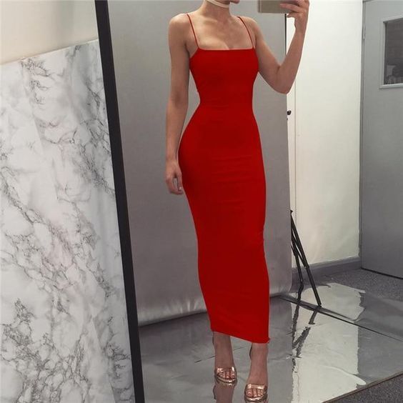 Sexy Red Slim Prom Dress , Straps Prom Dress cg10780