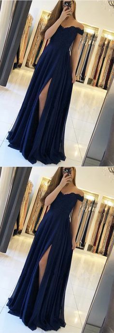 Lace Appliques Off Shoulder Long Chiffon prom Dresses cg1244