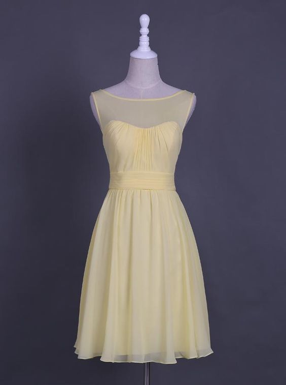Yellow Homecoming Dresses for teens,Sweet 16 Dress Chiffon,Modest Homecoming Dress cg1312