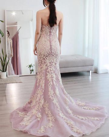 HALTER NECK MERMAID LACE PROM DRESSES OPEN BACK cg15909