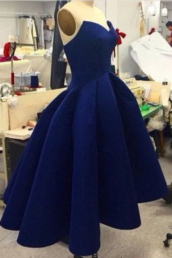 Navy blue satins sweetheart high-low cheap short homecoming dresses,simple dress for teenagers cg1762