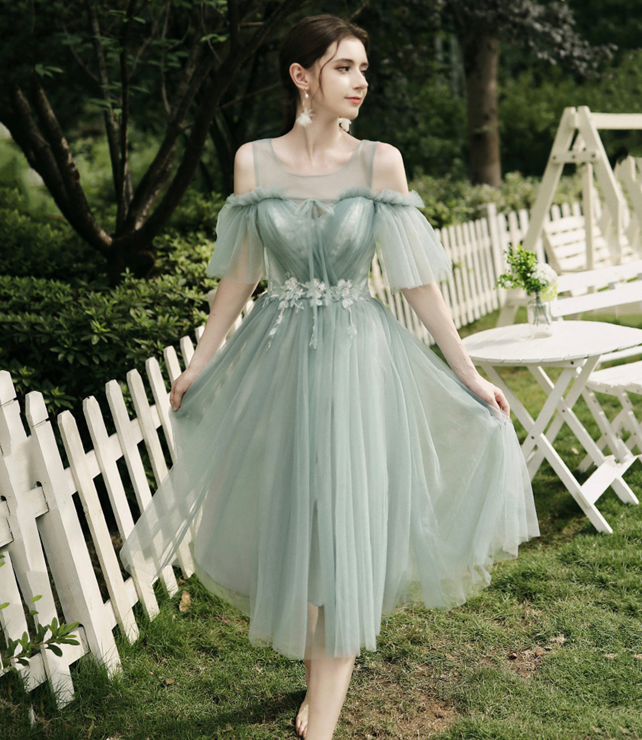 CUTE LACE SHORT PROM DRESS A LINE PARTY DRESS cg17755