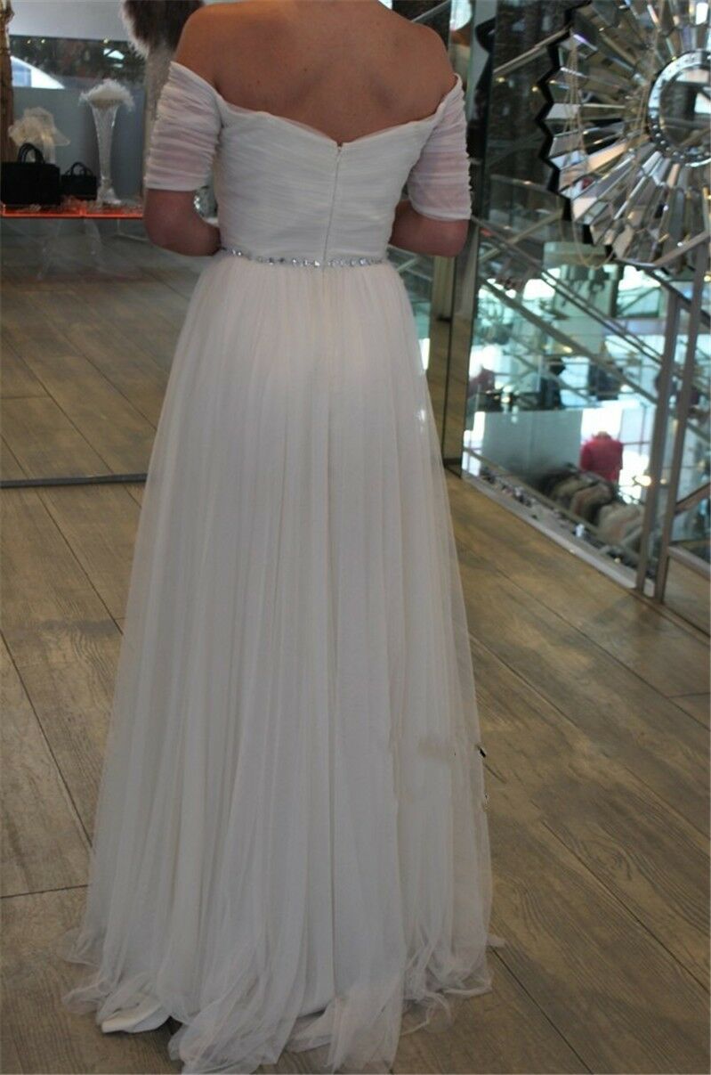 Beach Wedding Dresses Long Bridal Gowns Belted Plus Size Prom Dress cg20081