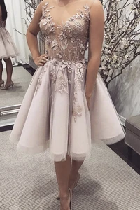 Cute lace short A line Homecoming Dress cg20521