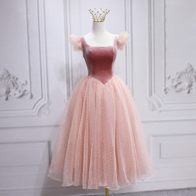 Princess Pink Party prom Dress with Velvet Bodice cg20608