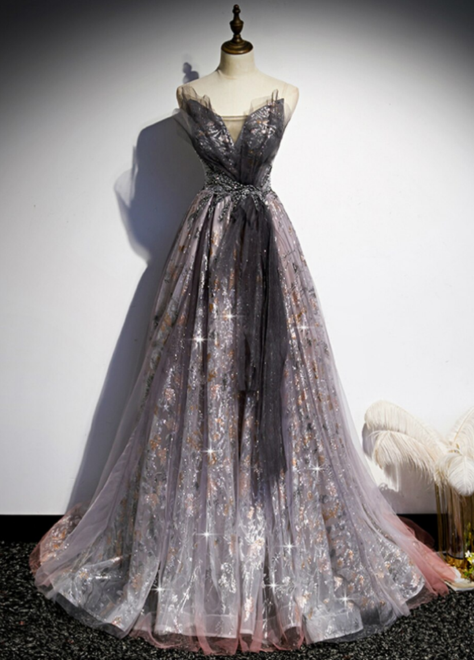 Tulle Sequins Sweetheart Beading Prom Dress cg20626