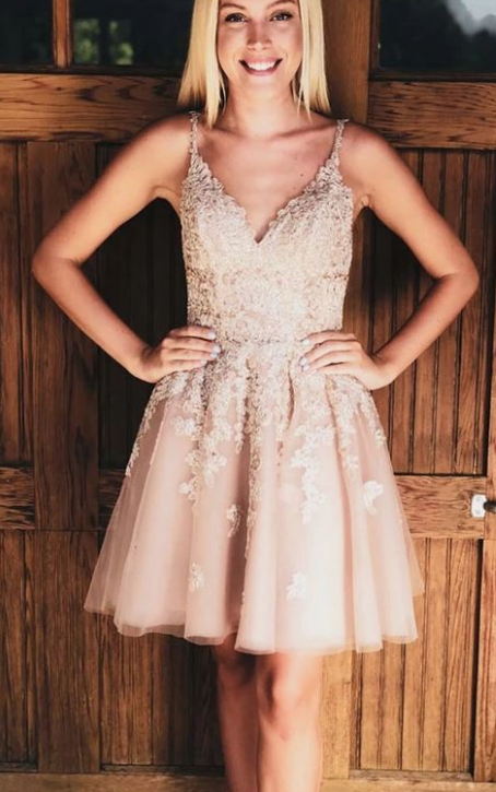 Pink satin short dress, pink homecoming dress cg2230