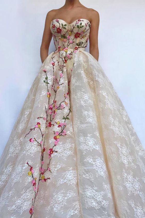 Modest Sweetheart Lace Up Long Lace Prom Dresses Quinceanera Dresses cg23421