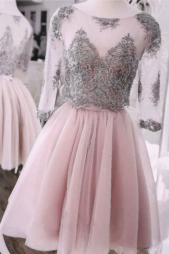 Two Pieces Short Dress Cute Lace Homecoming Dress Tulle Cocktail Dresses cg3298