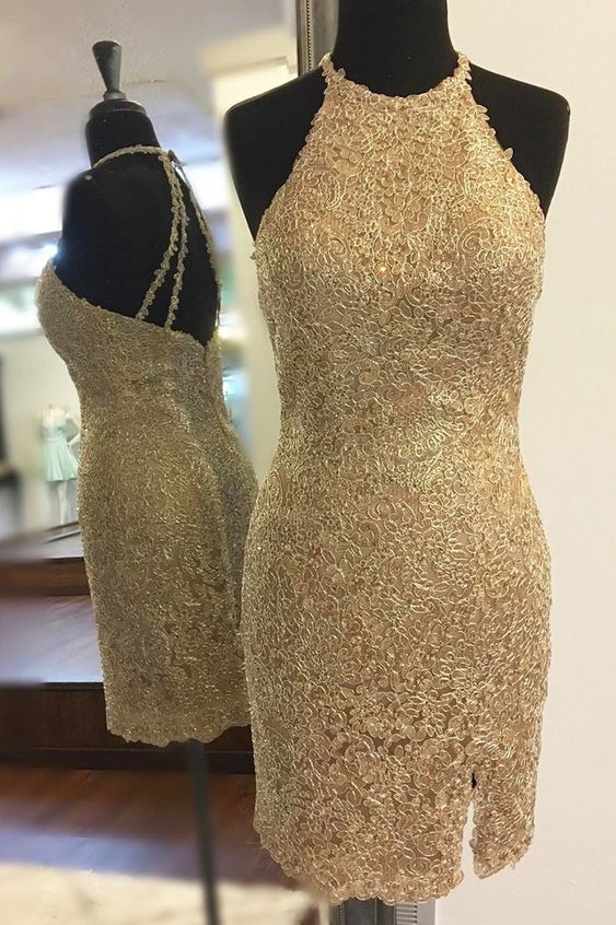 gold lace cocktail dresses, homecoming dresses 2019 cg3790