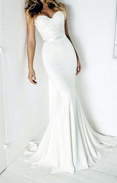 Strapless Wedding dresses,Mermaid Bridal prom Gown cg3934