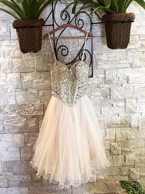 Sexy Sweetheart Homecoming Dresses With Beading,Spaghetti Straps Homecoming Dresses cg586