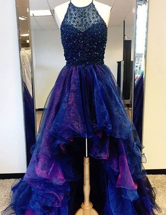 Sexy Chic Prom Dresses Halter Asymmetrical Long Prom Dress/Evening Dress cg8052