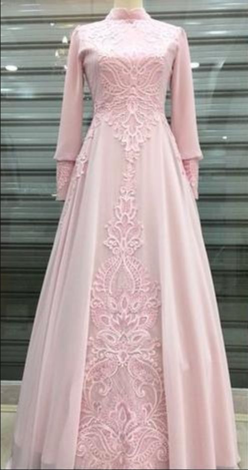 pink long sleeve prom gown cg8064