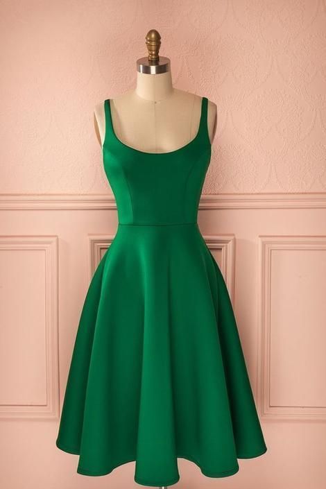 A-Line Green Satin Homecoming Dress cg8106
