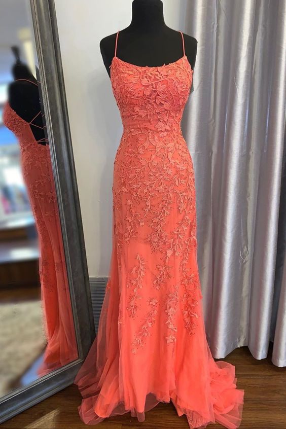 Orange Mermaid prom Dress cg8129