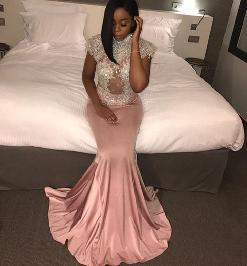 Pink mermaid beading long prom dress,pink evening dresses cg8178