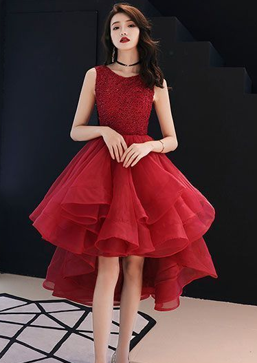 Cute A line round neck tulle short dress, homecoming dress cg881