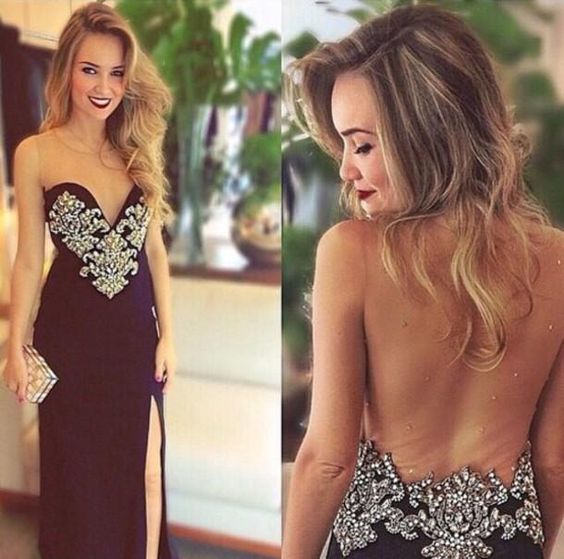 Prom Dress,Black Prom Dresses ,Floor Length Long Prom Dress,Open Back Prom Dress cg9319