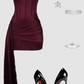 Burgundy short party dress satin homecoming dress    cg25353