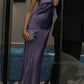 Classy Purple One Shoulder Long Evening Dress,Purple Reception Dress       cg25061