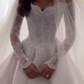 off the shoulder sweetheart lace long sleeves long wedding dress lace bridal gown     cg25379