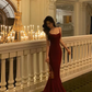 Burgundy Mermaid Long Prom Dress Formal Party Dress       cg25148