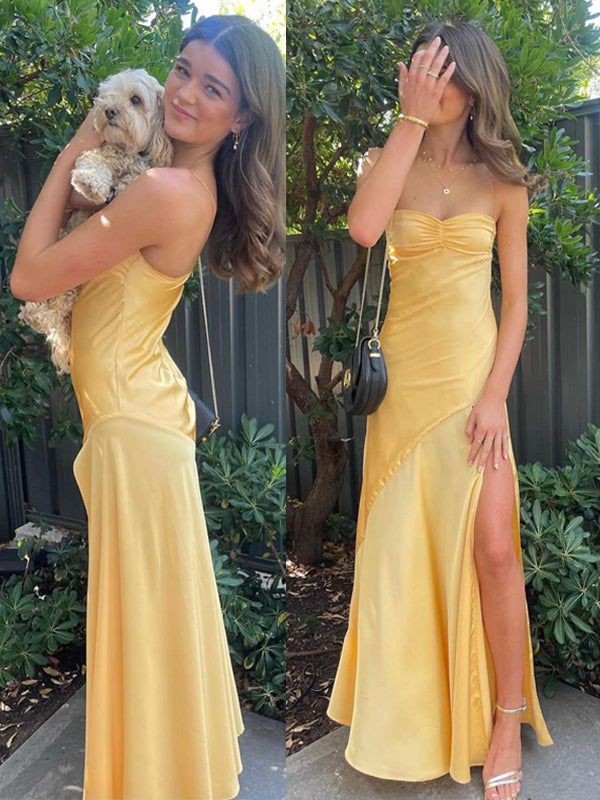 Popular Satin Spaghetti Straps Mermaid Long Evening Prom Dresses        cg25062