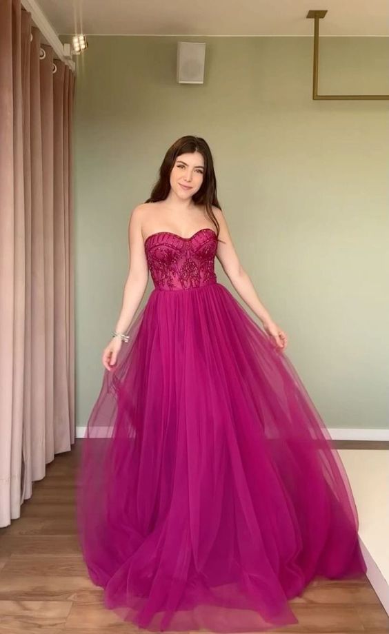 Elegant Tulle Strapless Party Dress Evening Dress     cg25172