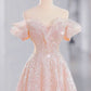 Pink Evening Dress, Princess Prom Dress, ,off Shoulder Party Dress    cg25014