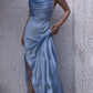 Simple Mermaid Spaghetti Straps Blue Long Prom Dress      cg25079