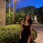 Elegant Black Formal Evening Dress Strapless Sleeveless Dress with Split      cg25098