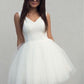 White v neck tulle short dress, homecoming dress cg3030