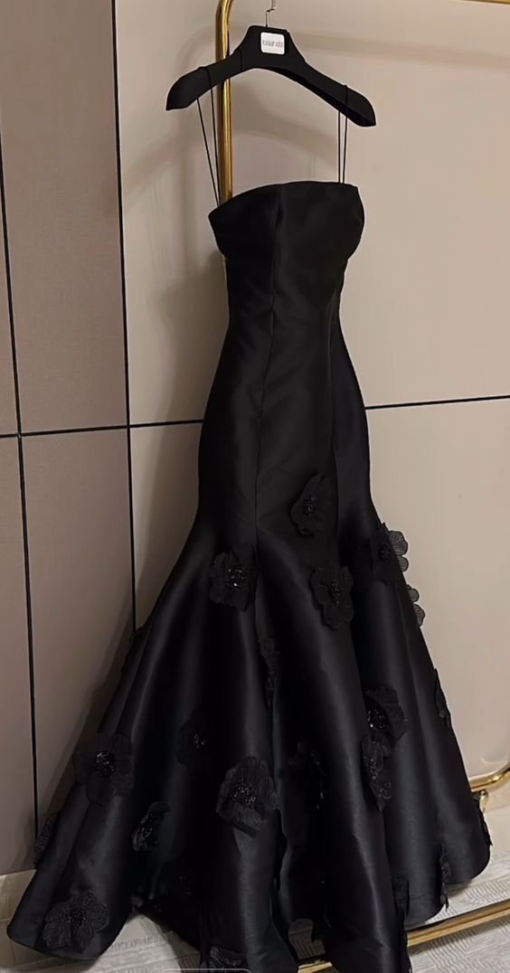 Elegant Black Spaghetti Straps Prom Dress Party Dress       cg25049