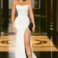 Custom Made White and Black Prom Dresses with High Leg Slit Evening Dresses    cg20028