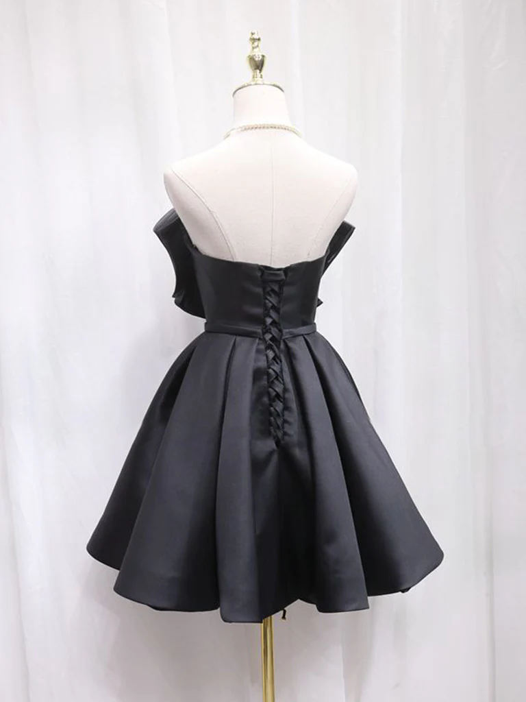 Black Sweetheart Neck Short Prom Dress, Black Homecoming Dress      cg25020