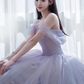 Purple Tulle Short Prom Dress A Line Evening Dress    cg25010