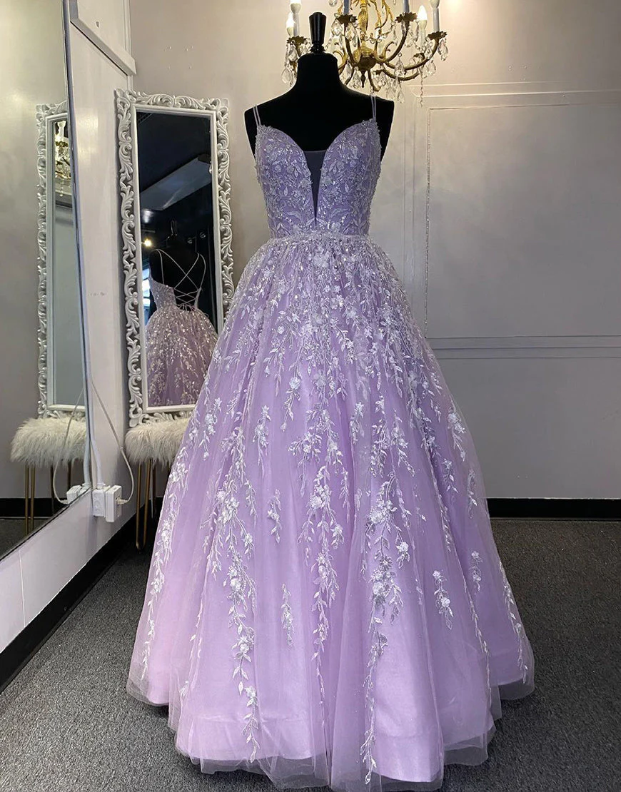 2022 A-line lilac long prom dress ball gown    cg20854