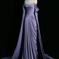 Elegant Purple Satin Prom Dress, Draped Bodice Formal Evening Dress      cg25105