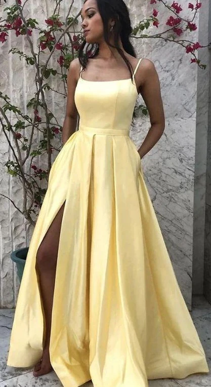 Simple A Line Spaghetti Straps Prom Dresses Long   cg14843