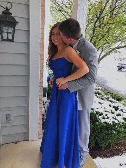 Sexy Royal Blue Satin Prom Dress    cg24891