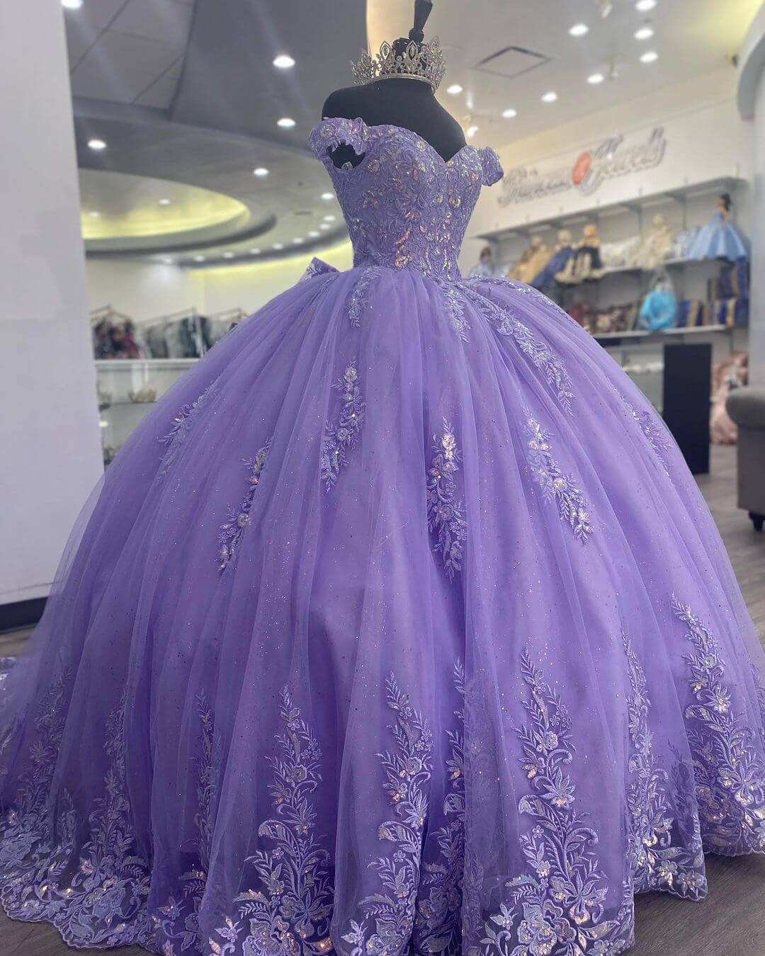 Lilac Corset Mexican Quinceanera Dress Ball Gown Prom Dress ,Appliques Lace Birthday Party Dress  cg24978