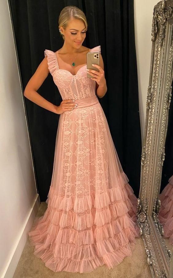 Charming tulle long prom dress,pink prom dress    cg24996