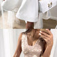 White v neck sequins short dress, homecoming dress cg1010