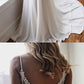 White v neck chiffon long prom dress, white evening dress, white lace formal dress cg1028