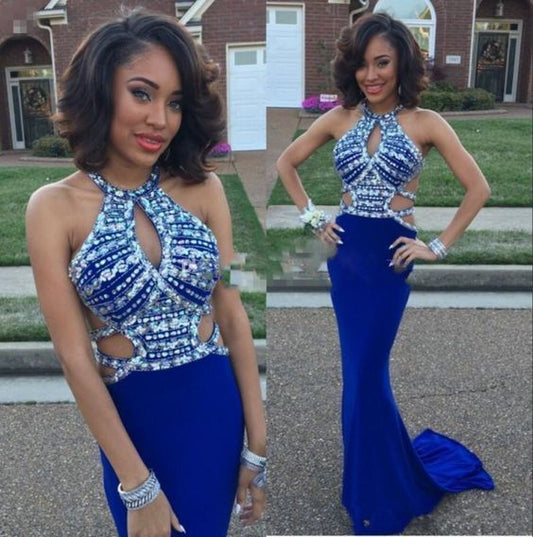 Royal Blue Prom Dress with Beading,Mermaid Prom Dress   cg10307