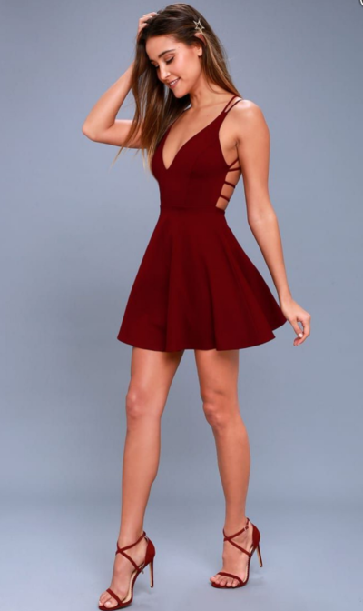 Sexy Wine Red Backless Short Dress,Homecoming Dress   cg10377