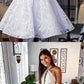 A-Line Halter Keyhole Backless White Homecoming Dress With Lace cg1041
